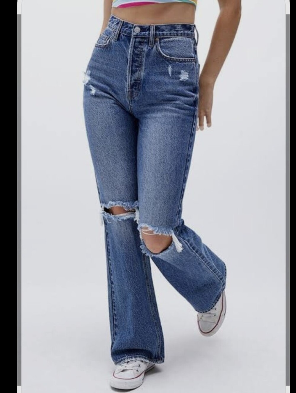PacSun High Rise Boot Cut Button Fly Destressed Jeans Sz 30